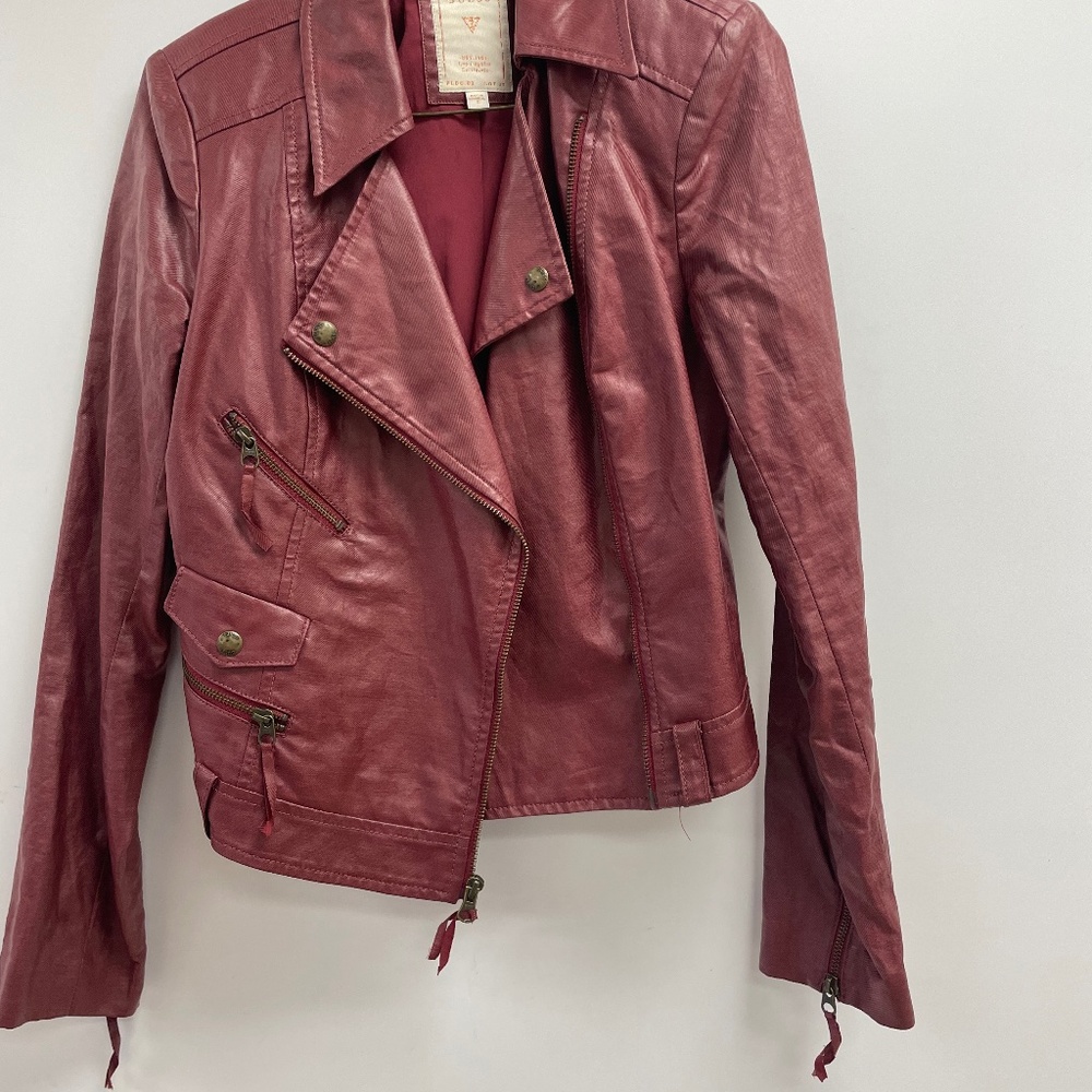 Guess Women's Red Leather Jacket